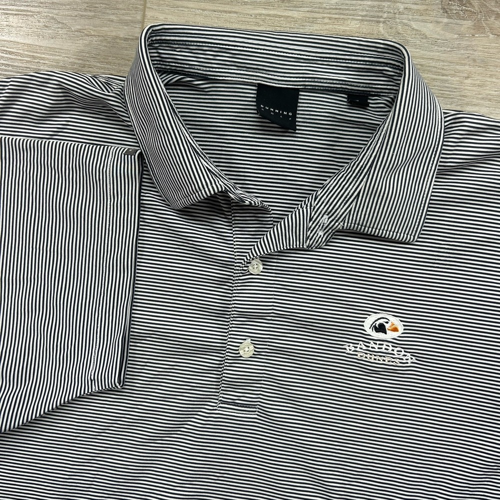 Dunning Bandon Dunes XL Golf Resort Polo Shirt  Black Striped Performance